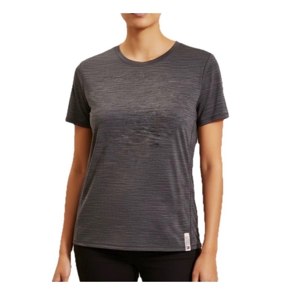 Tommy Hilfiger Sport T-Shirt Women Medium Gray Cutout Back Space Dye Activewear